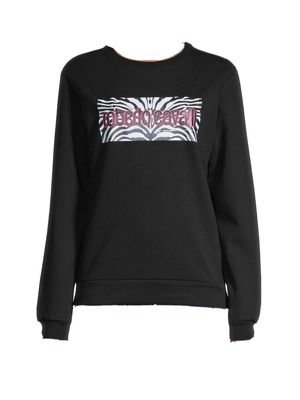 Roberto Cavalli Crewneck Women’s Black Sweater Medium Made in Italy NWT $450